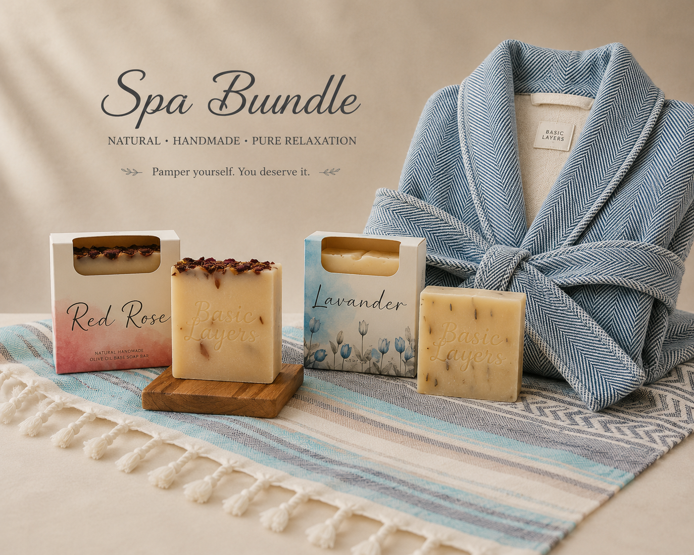 The Spa Day Bundle – Turkish Bathrobe + Turkish Towel + 2 Artisan Soaps-0
