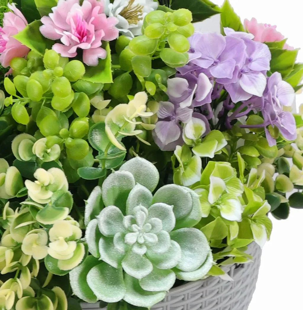 Succulent Artificial Hanging Basket 14in – UV Resistant-2