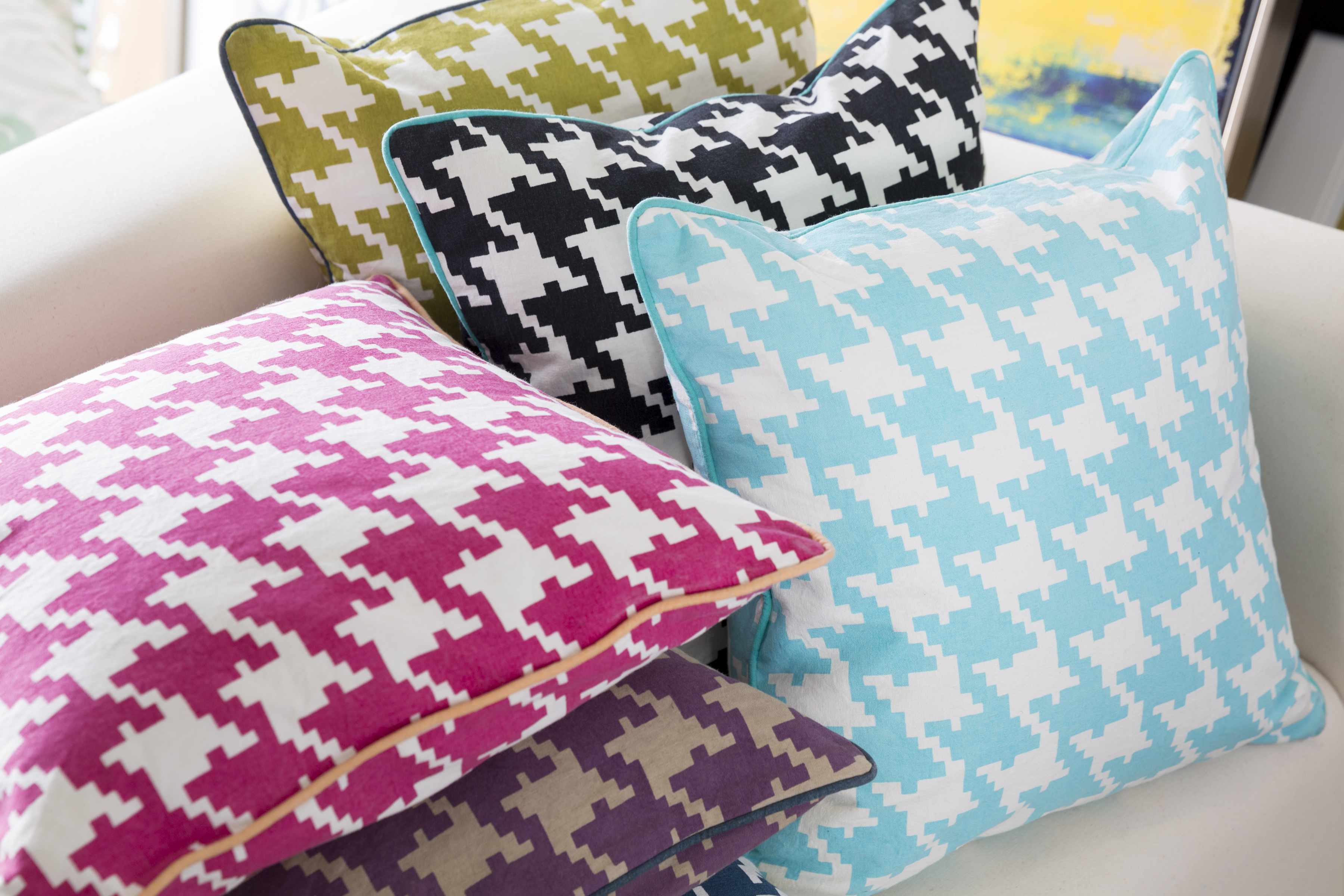 Yaroomba Yellow Houndstooth Throw Pillow - Clearance-1