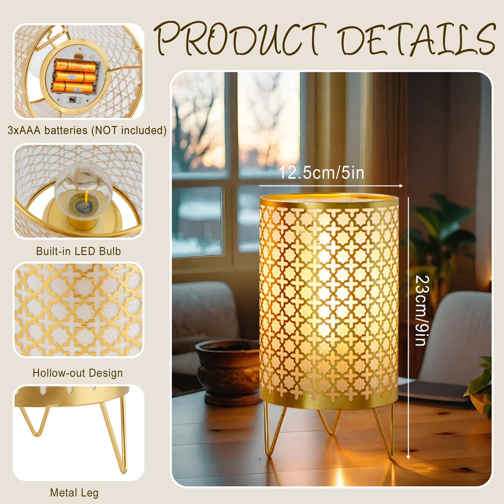 Set of 2 Battery Operated Lamp 9'' (Gold)-2