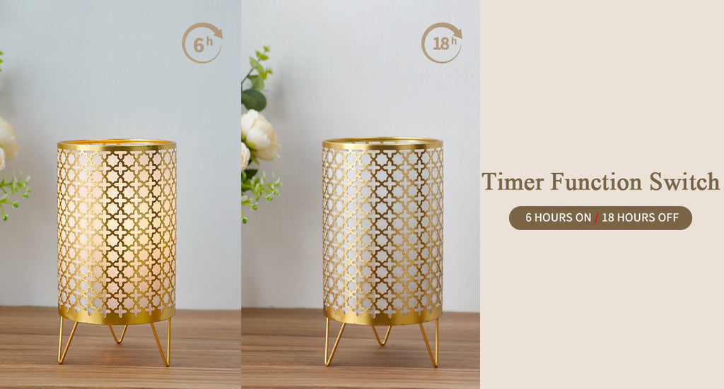 Set of 2 Battery Operated Lamp 9'' (Gold)-3