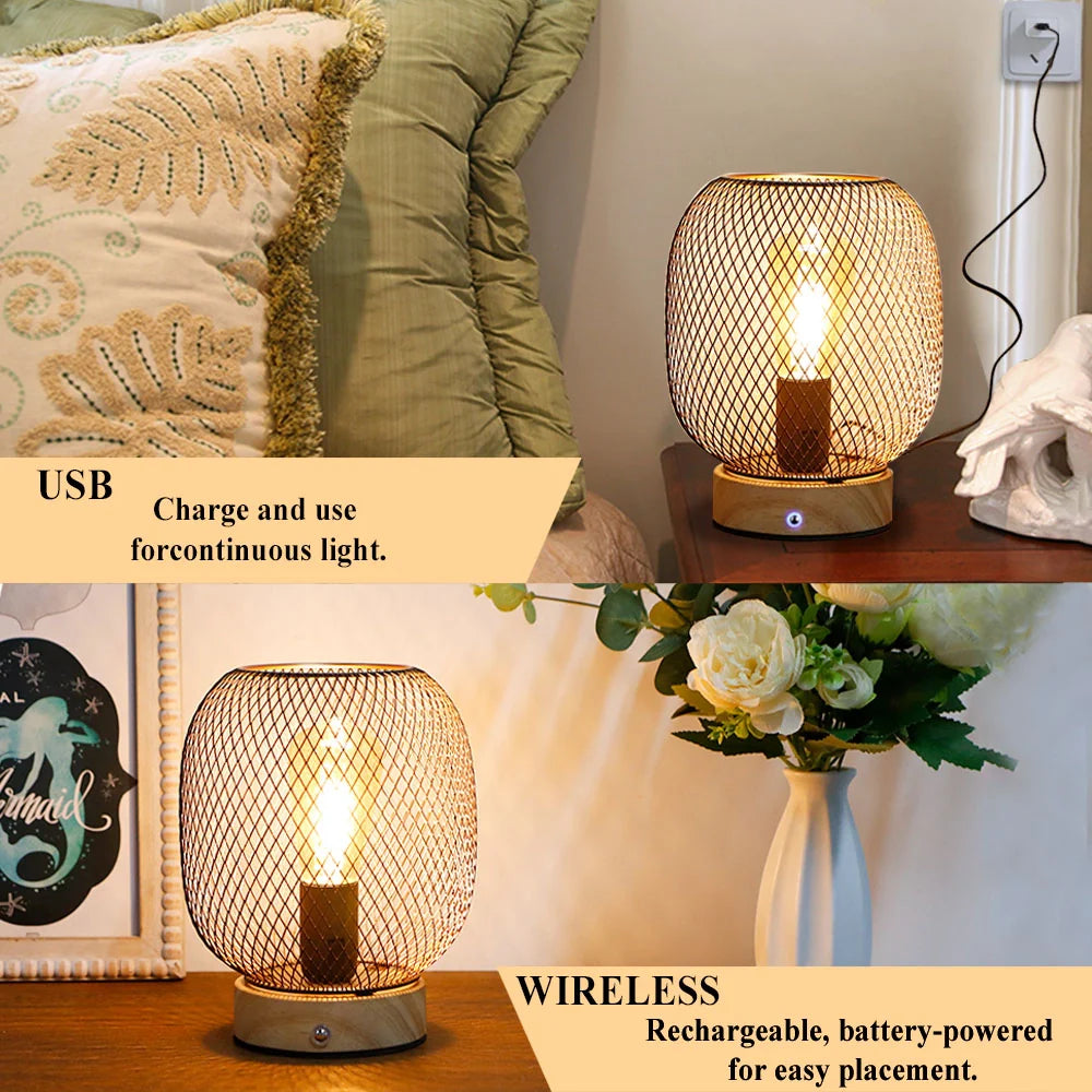7.5''H Touch Adjustable Table Lamp(Wooden Base,Bronze round)-2