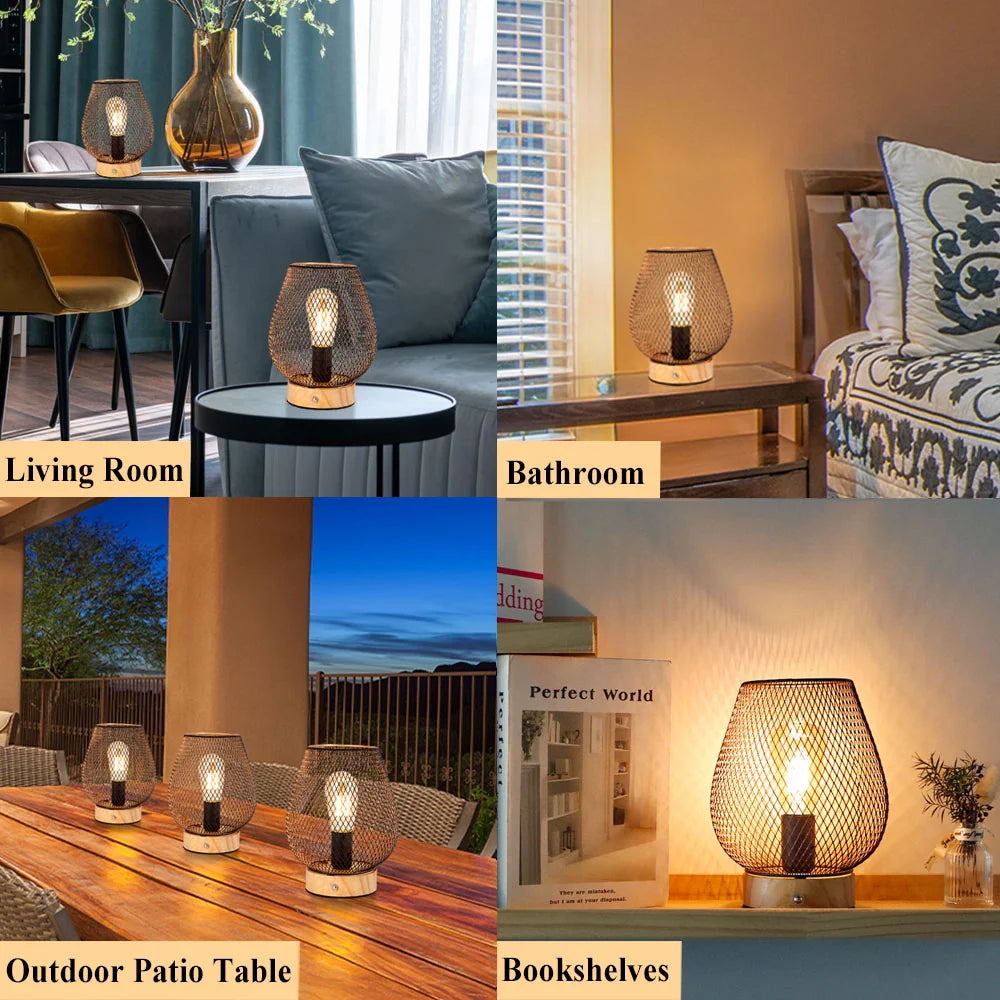 8"H Touch Adjustable Table Lamp(Wooden Base,Bronze Egg)-4