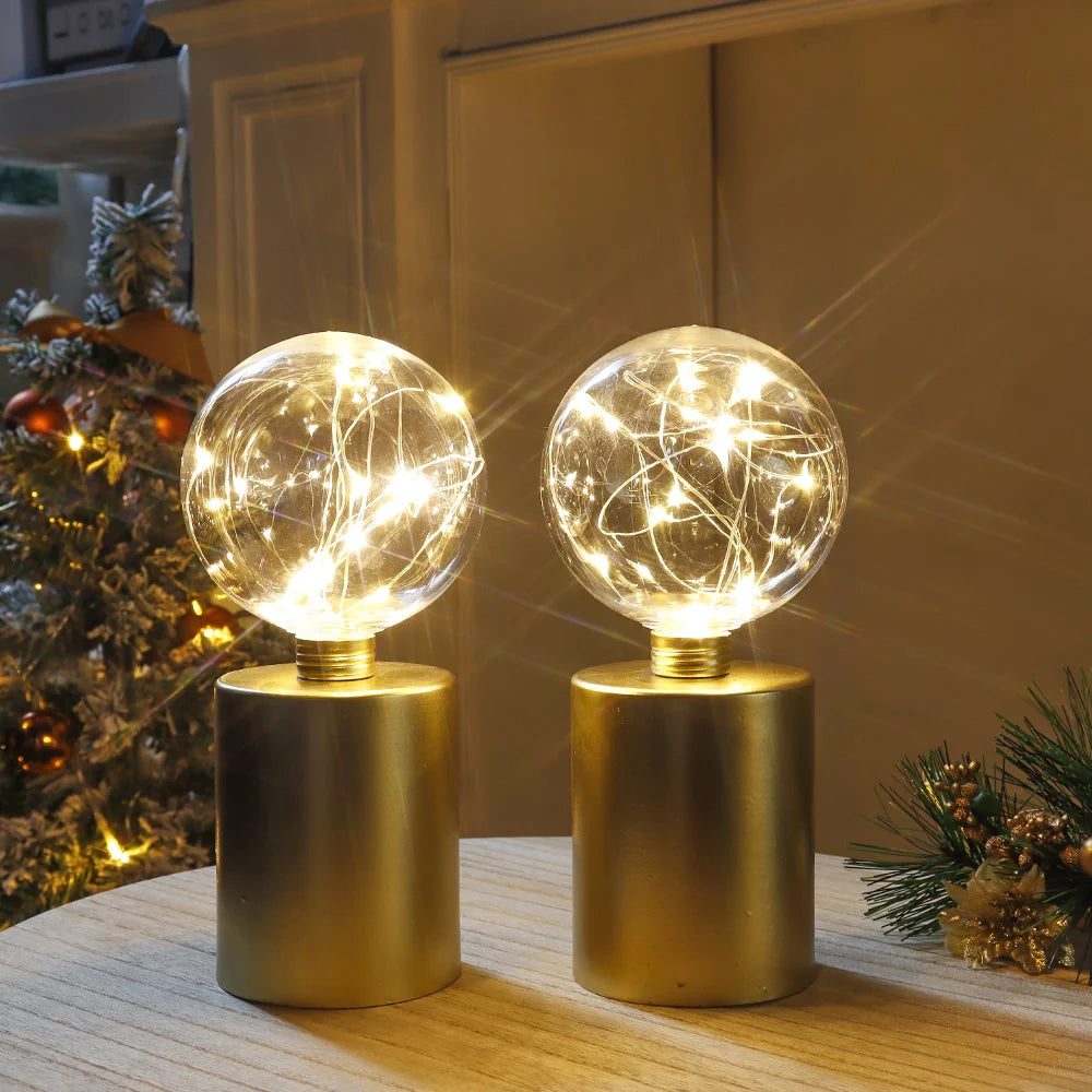 8" Tall Gold Battery Powered Table Lamp（Set of 2 ）-4