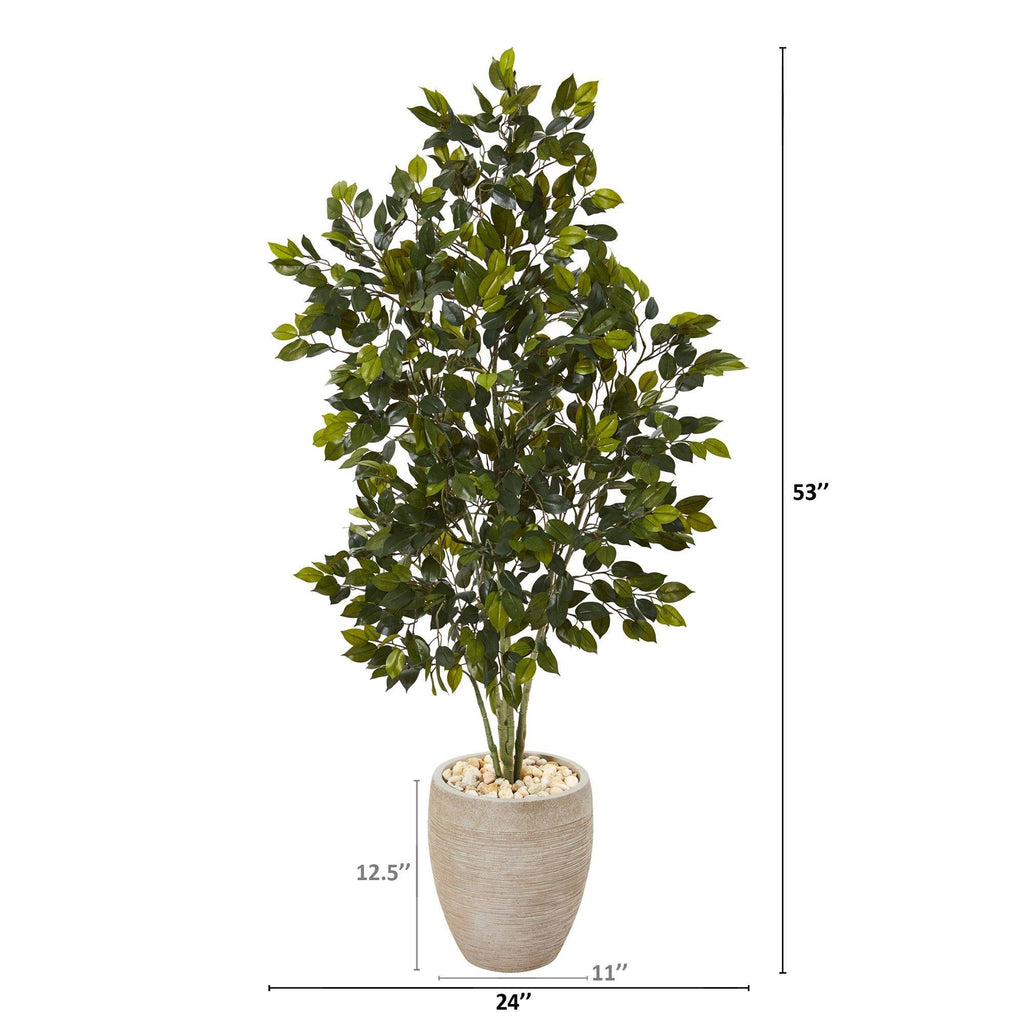 Artificial Ficus Tree in Planter, 53"-1