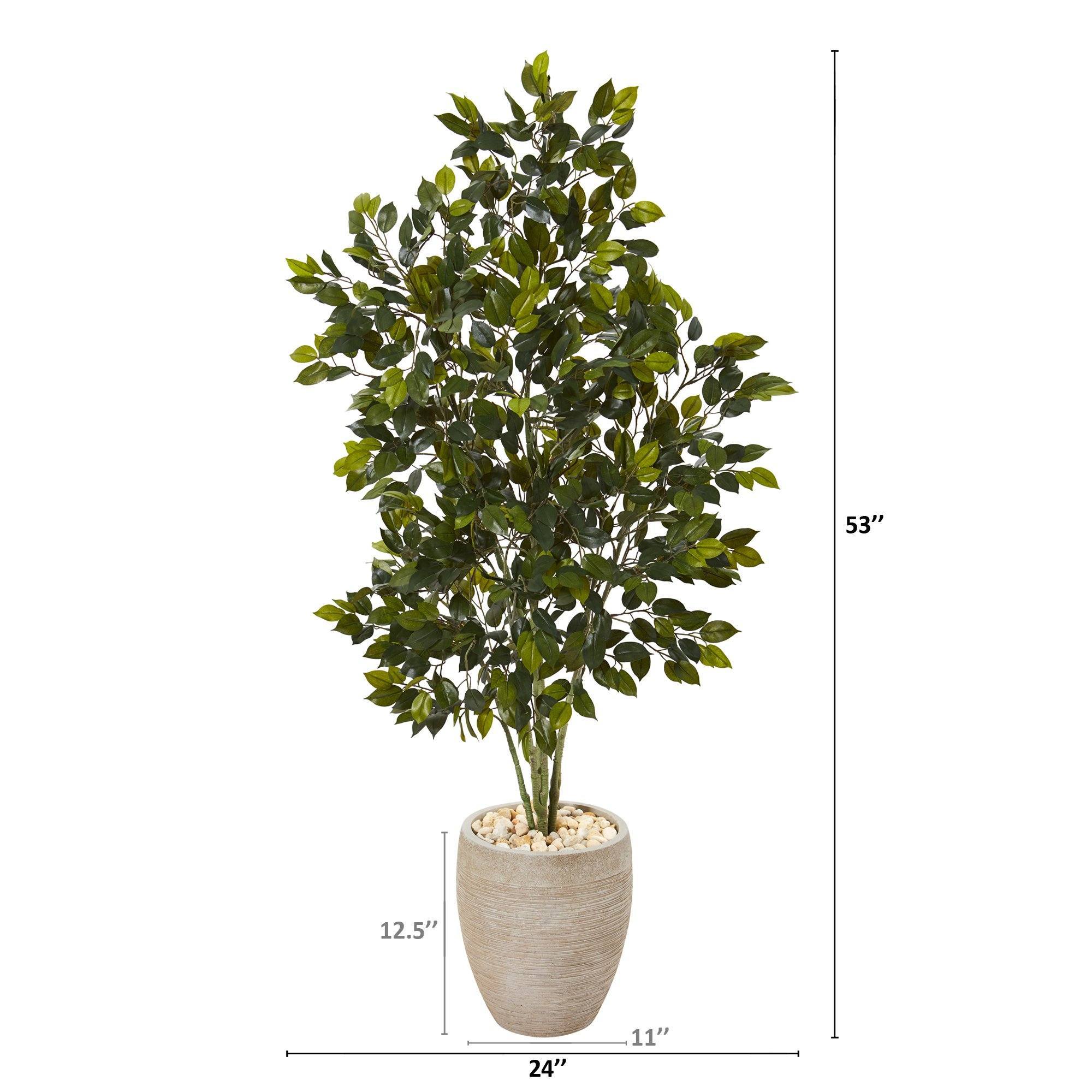 Artificial Ficus Tree in Planter, 53"-1