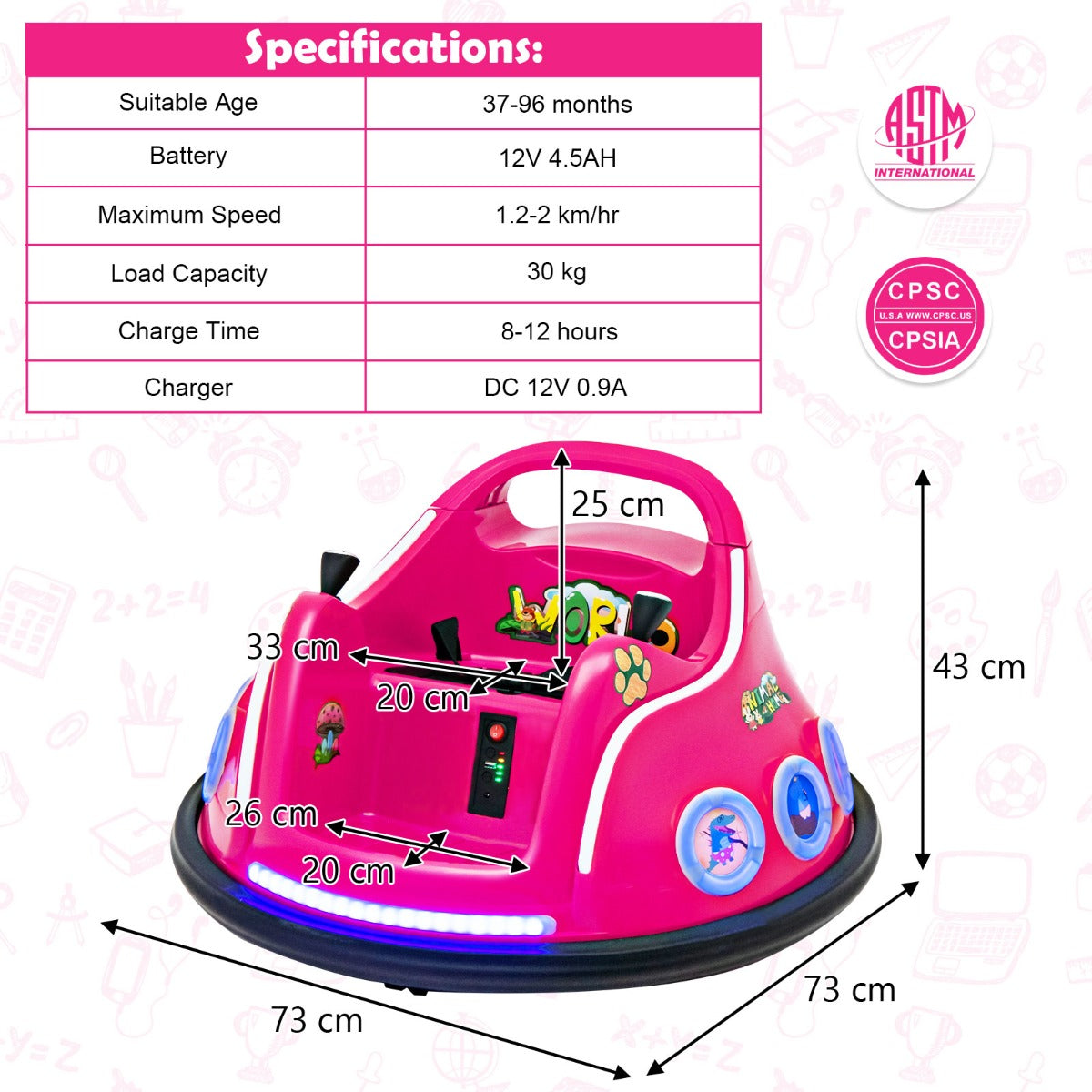 NNECW 12V Electric Ride On Car with Remote Control for Kids-Pink