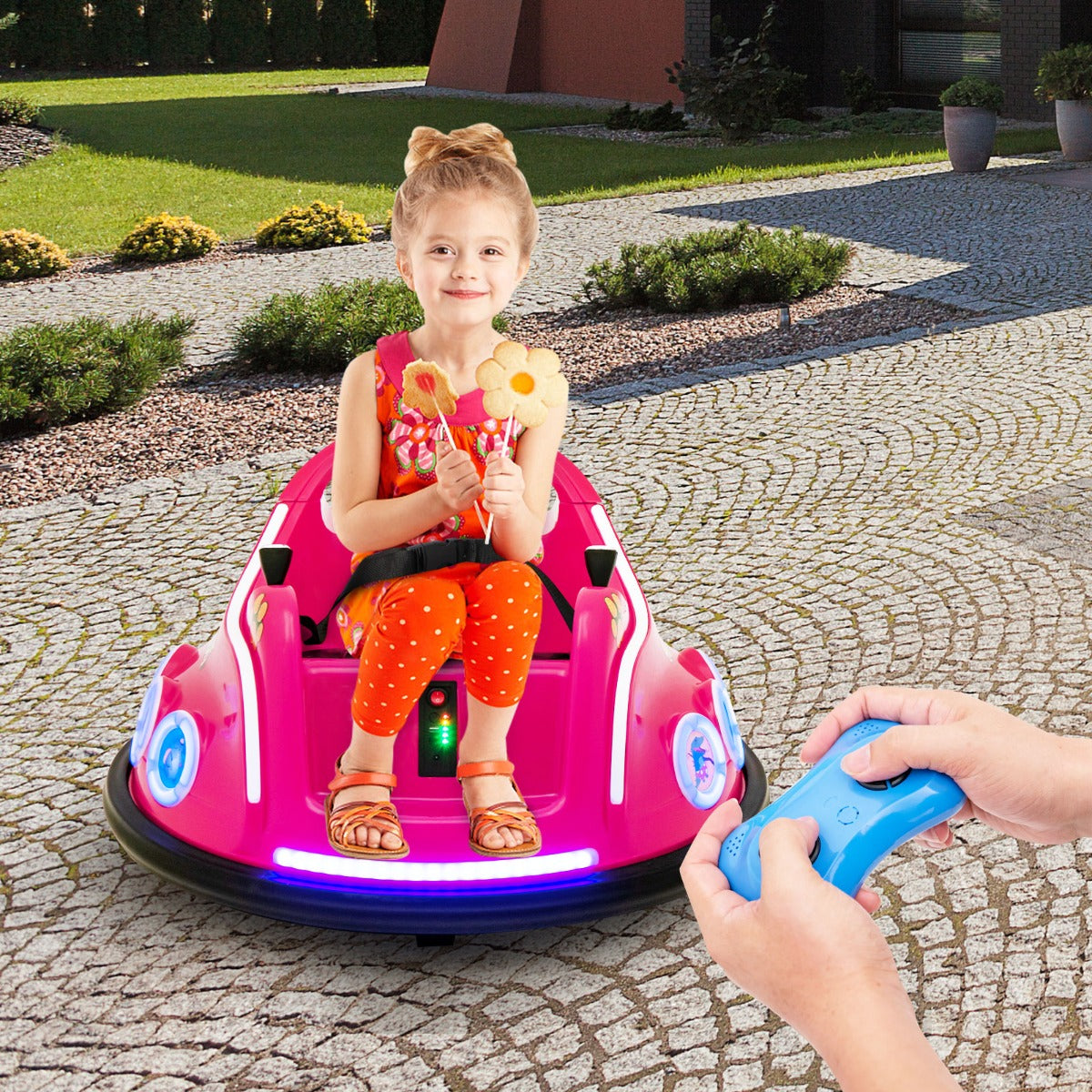 NNECW 12V Electric Ride On Car with Remote Control for Kids-Pink