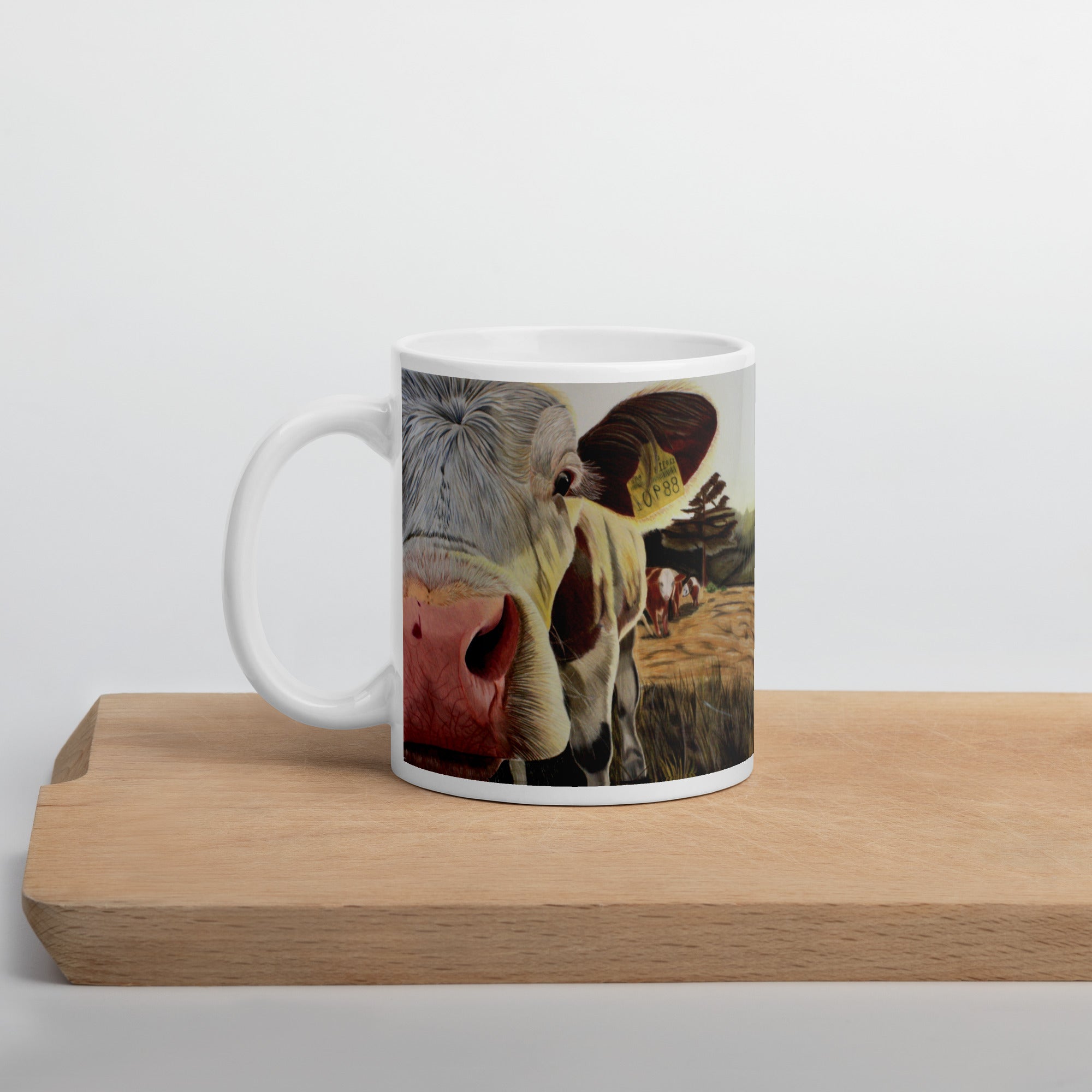 "Just Saying Hi" Cow White glossy mug-2