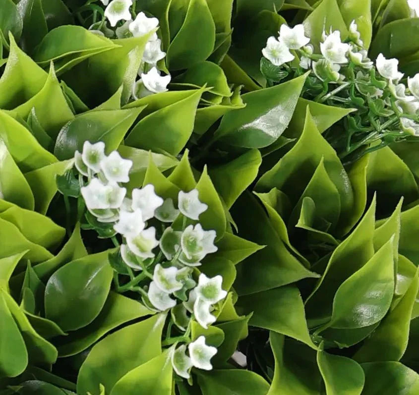 Wide Leaf Buxus Flowering Artificial Hanging Basket 18in – UV Resistant-2