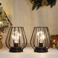 7''Tall  Set of 2 Metal Battery Operated Lamp  (Black)-0