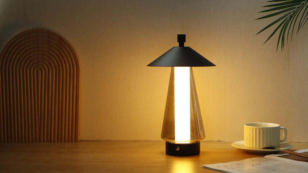 3-Way Dimmable Bedside Lamp 12"H Umbrella-shaped-4