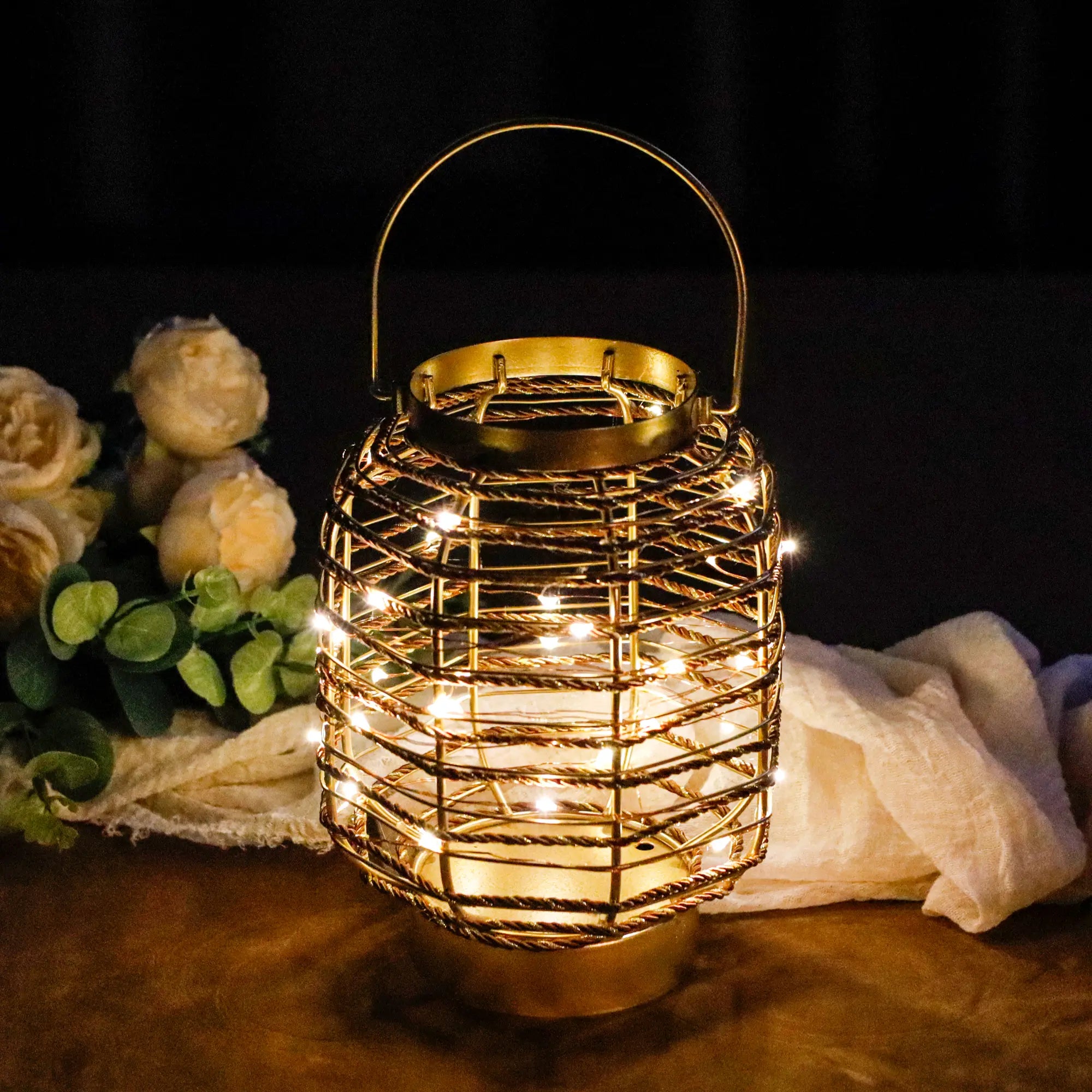 7.7 "H Metal Cage LED Cordless Lamp Battery Operated-4