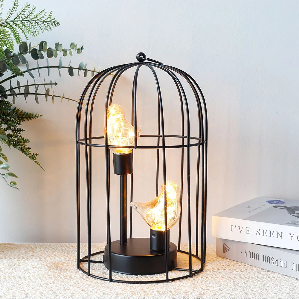 12"Tall Battery Operated Birdcage Decorative Lamp-2