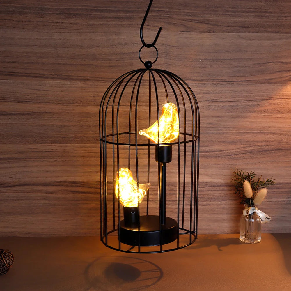 12"Tall Battery Operated Birdcage Decorative Lamp-1