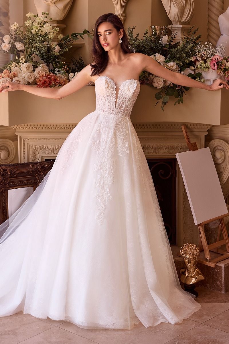 Strapless Wedding Ball Gown & Lace Bolero-0
