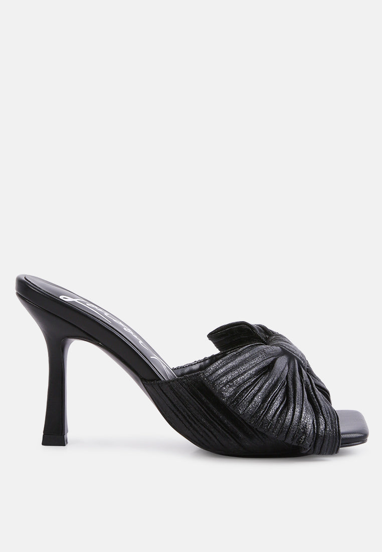 Wonderbuz High Heeled Bow Slider Sandals-5