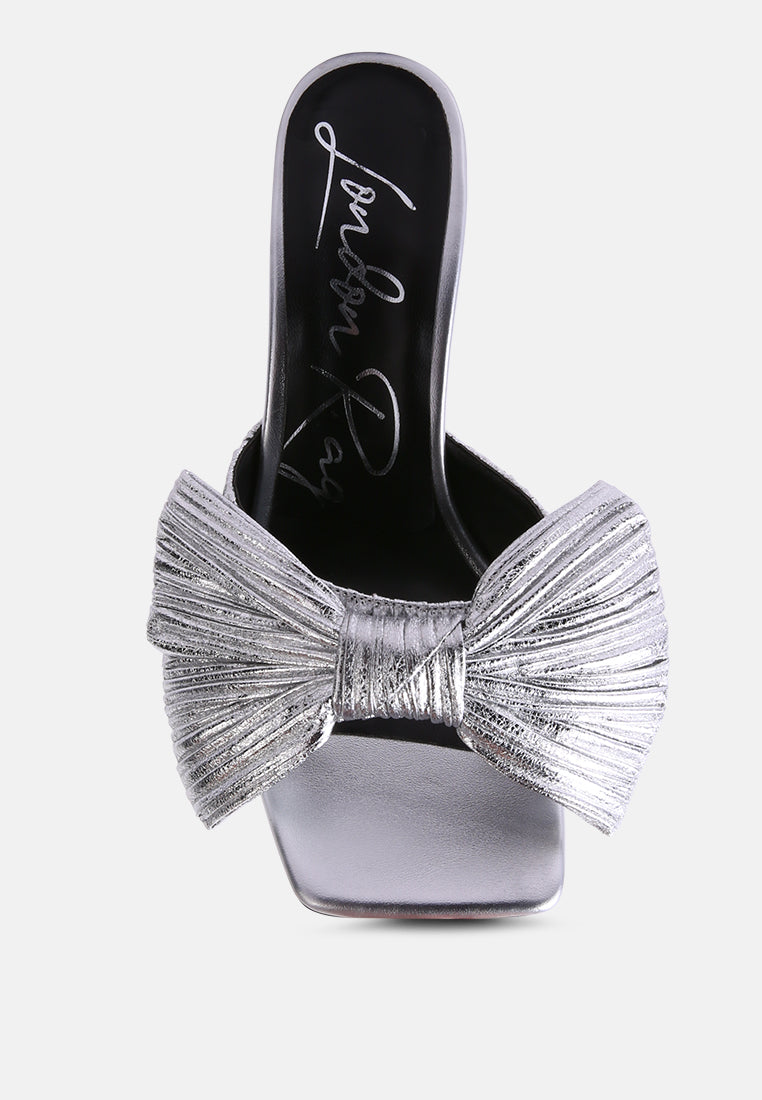 Wonderbuz High Heeled Bow Slider Sandals-4