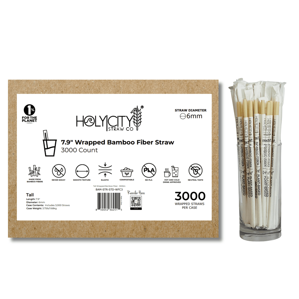 7.9" Wrapped Bamboo Fiber Straw | 6mm-0